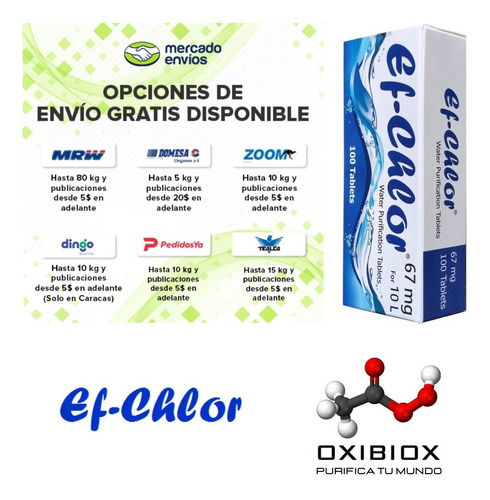 Imagen 2 de 10 de Tabletas Purificadoras Ef-chlor 67mg. Hasta 20l De Agua