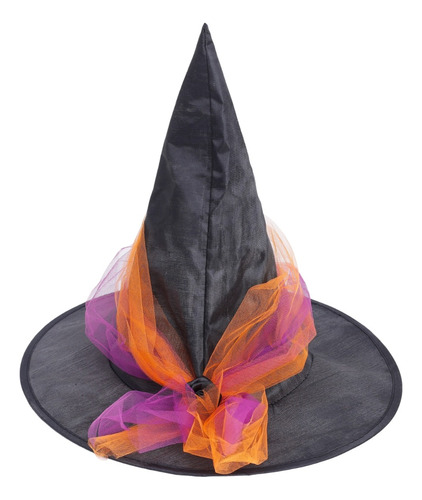 Sombrero De Bruja Brujis Con Tul Tricolor Disfraz Halloween