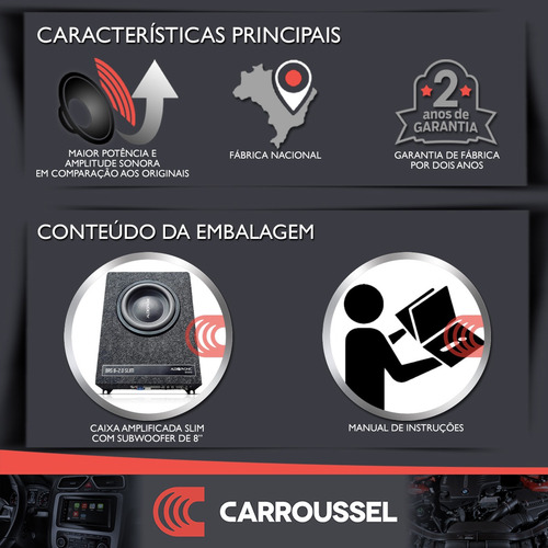 Imagem 2 de 7 de Caixa Selada Mdf Slim Subwoofer 8 Pol Audiophonic 400 Wrms
