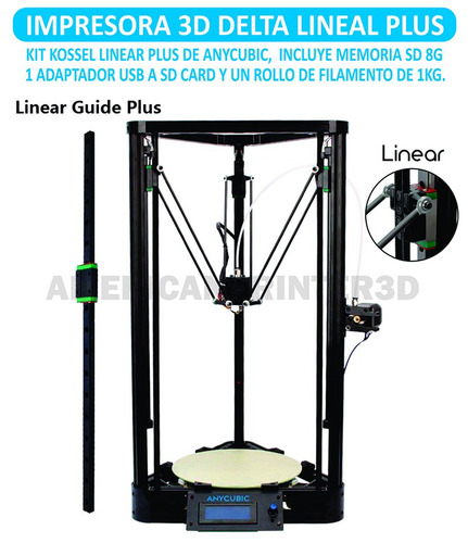 Impresora 3d Delta Kossel Linear Plus Kit+1kg Filamento Pla 