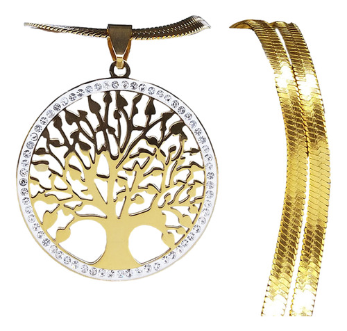 Collar Dije Árbol De La Vida Dorado Color Oro Para Abundancia Amuleto Para Mujer Regalo Novia Esposa Madre Amiga