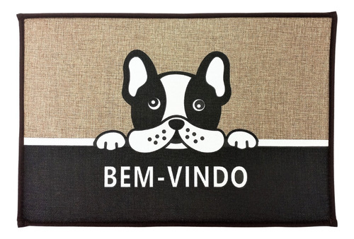 Tapete Bem Vindo Porta Entrada 60x40 Amo Pet Antiderrapante Desenho do tecido Cachorro