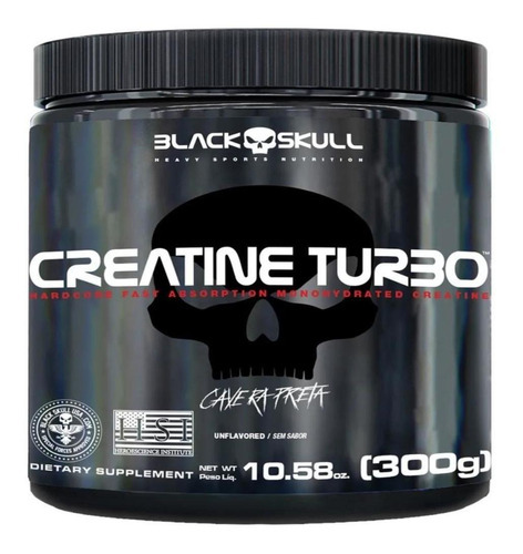 Creatina Monohidratada De 300g Caveira Preta - Black Skull Sabor Sem Sabor