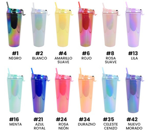 Vaso De Doble Pared Skinny Mate Acrílico Con Popote