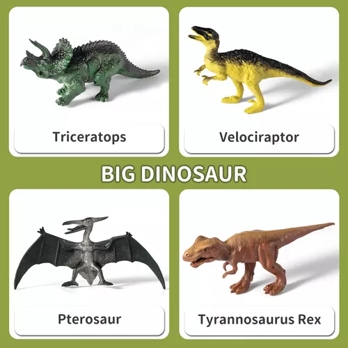  TEMI - Juguete de camión de dinosaurio para niños de 3 a 5 años,  Triceratops transporte de automóviles con 8 figuras de dino, tapete de  juego de actividad, huevos de dinosaurio