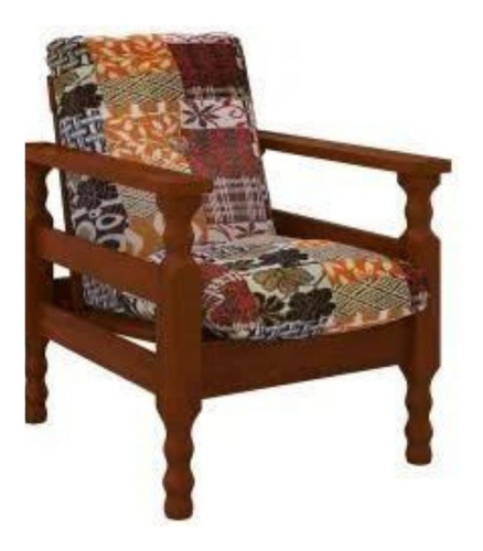 Conjunto De Sofá De Madeira Maciça 3+2+1lugares Com Almofada Cor Imbuia