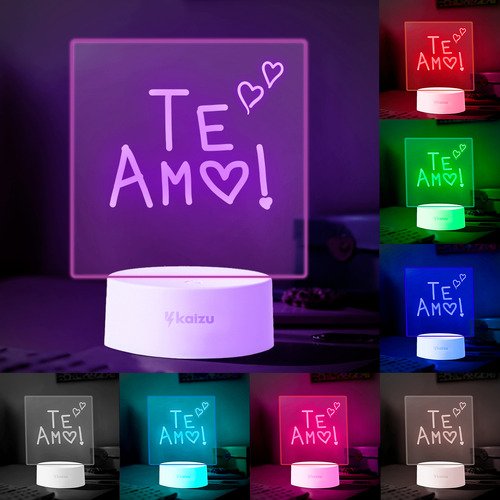 Luminária Led 3d De Escrever E Desenhar Lousa Botão Touch Caneta Mágica Lembrete Kaizu