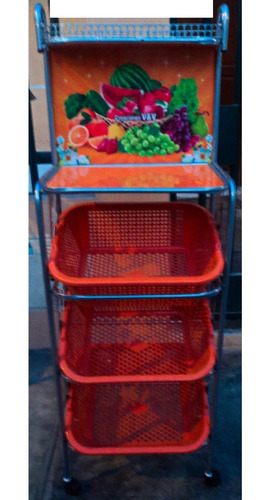 Verdulero Frutero De Metal 3 Niveles Con Mesa Y Repisa