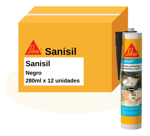 Sanisil Negro-beige X300ml, Silicona Antihongos Caja X 12und