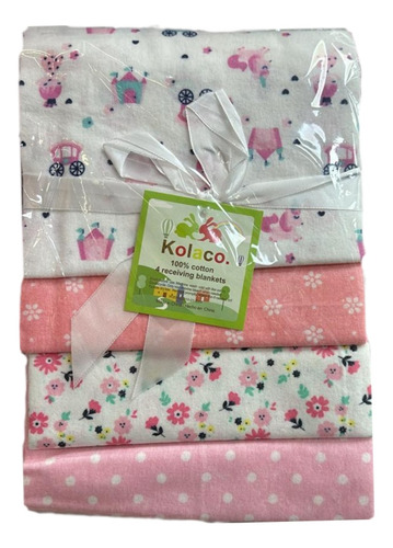 Set 4 Mantas Tutos Pañales Bebés Pack 4 Unidades Algodón