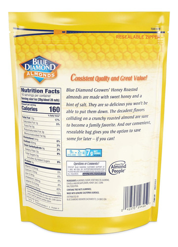 Blue Diamond Almonds Almendras Tostadas Con Miel, Tostadas C