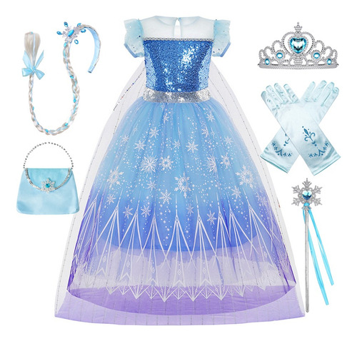 Vestido De Princesa Elsa Disfraz Para Niñas Halloween Navidad Cosplay Fiesta De Cumpleaños