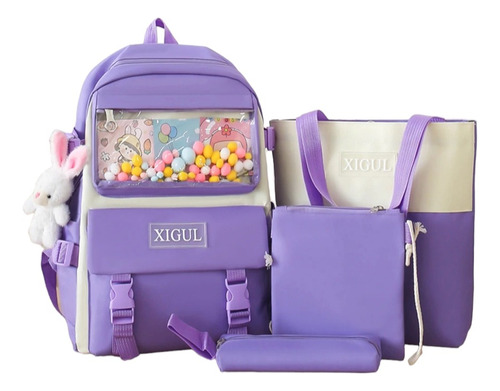 Mochila Kawaii Set Cuatro Piezas 