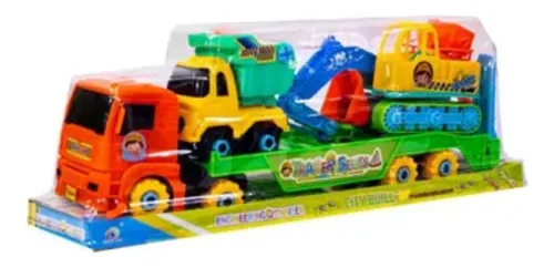 Camion Construccion Remolque Juguete Con 3 Autos