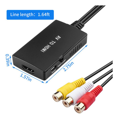 Convertidor Rca A Hdmi Adaptador Compuesto A Hdmi 1080p Pal
