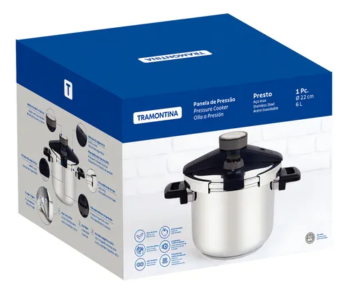Olla A Presión Tramontina Presto Con Triple Fondo, 6 L Inox