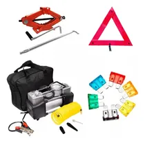 Comprar Kit Seguridad Auxilio Auto 4 En 1 Crique Compresor Balizas