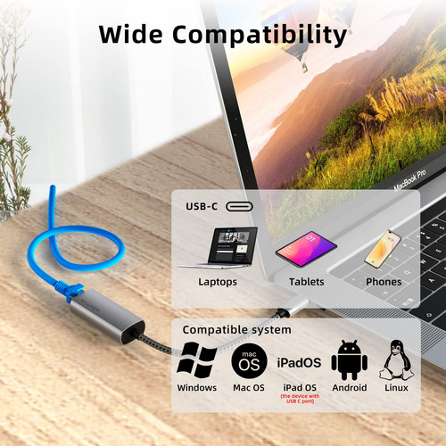 Adaptador Usb-c A Ethernet Walnew Gigabit Para Mac, Dell, Sa