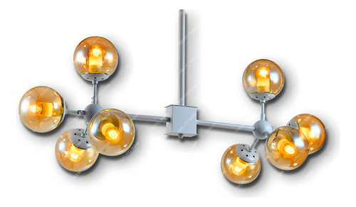 Colgante Led Cristal Ambar Bolas Esferas Diseño Moderno E27