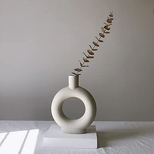 Eastern Rock White Ceramic Vase Modern Minimalist Abstractio