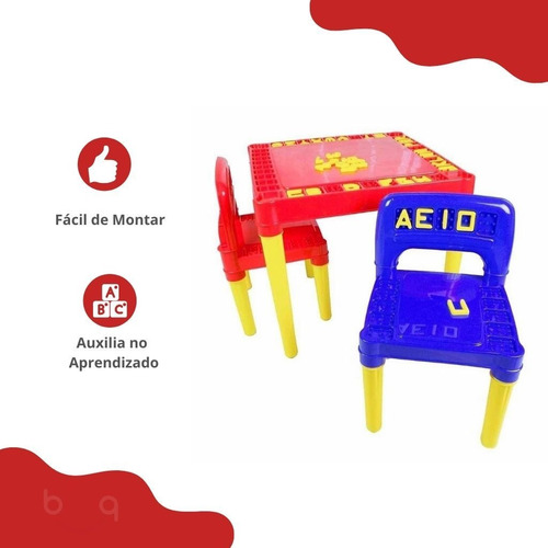 Imagem 2 de 4 de Mesa Infantil Com 2 Cadeira Educativa Para Crianças 3827