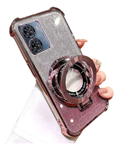 Brillo Funda Para Motorola Moto E15 / G05 Carcasa,suave Silicona Tpu Con Soporte Anillo Plegable Magnético Cuatro Esquinas Espesar Case