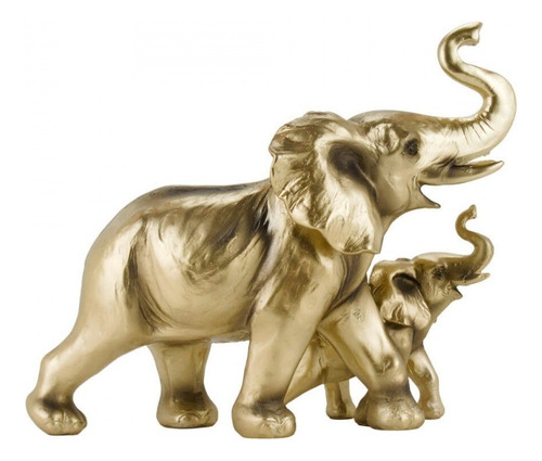 Animales dorados de resina con forma de madre y bebé, 23 cm, color dorado