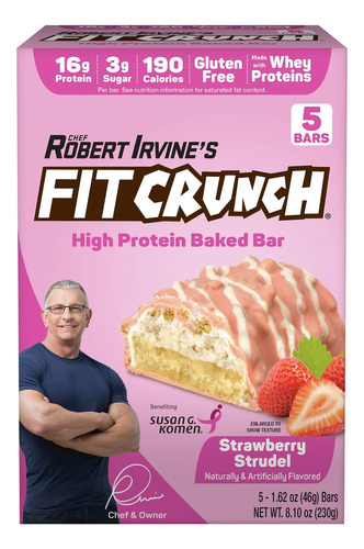 Fitcrunch Strawberry Strudel 5 Bars Robert Irvine's