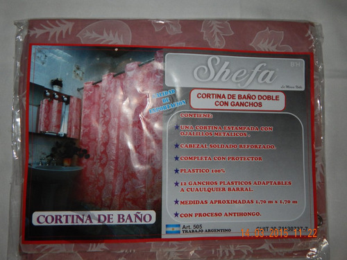 Cortina Baño Doble C/ Protector Y Ganchos Shefa