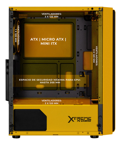 Gabinete Gamer Xtreme Pc Gaming Starwars Comic Edition Media Torre Atx 4 Fan Argb Cristal Templado Amarillo