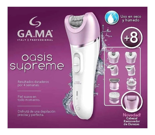 Depiladora Electrica Gama Oasis Supreme Exfolia- 8 Funciones Color Rosa