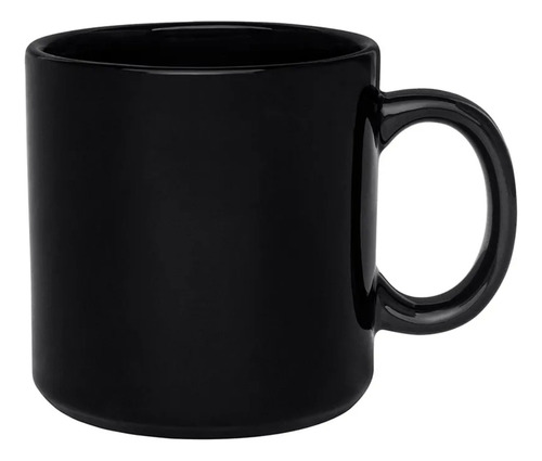 Jogo 6 Canecas Xicara 330ml Chá Cerâmica Az12 Branca Biona Cor Preto