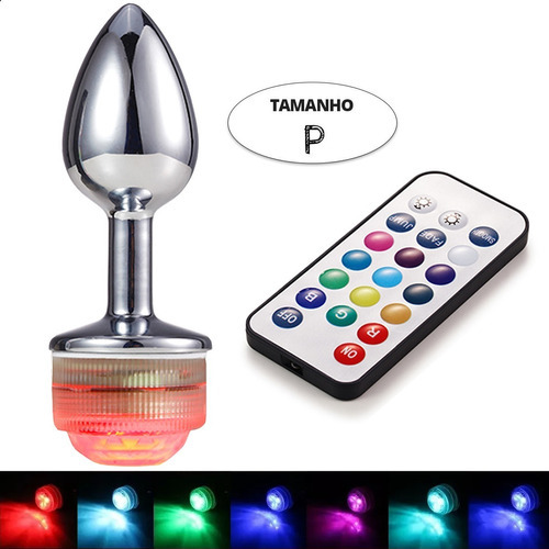 Plug Anal Iniciante Led Luz 13 Cores Controle Excita Gozar