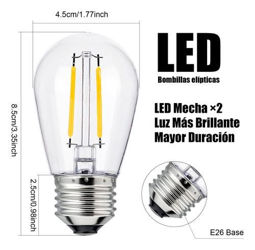 24pcs Led Focos S14 Impermeable Guirnalda De Luces E26 1.2w