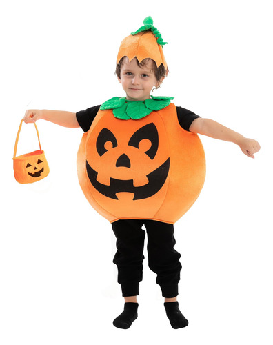 Disfraz De Calabaza Para Niños Con Cesta Para Disfraces De