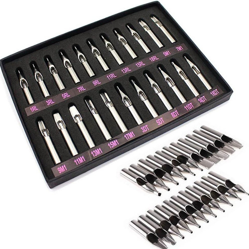 Set O Kit De 22 Puntas Metalicas Para Maquina Tatuar De Acer Calibre de las agujas 0