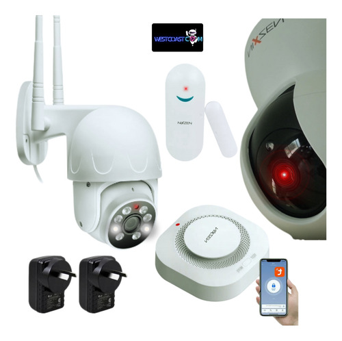 Kit De Seguridad Wifi Camaras Y Sensor Apertura Y Humo App Blanco