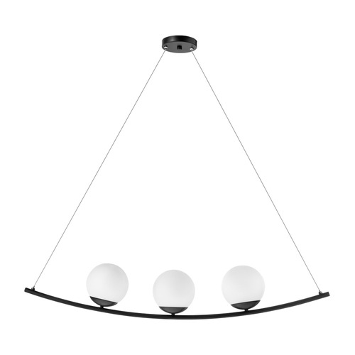 Lustre Moderno Triplo Jabuticaba 3 Globos E-27 Pendente Arco Dreams Preto 100x150cm