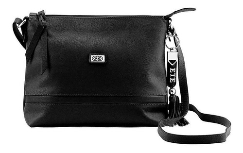 Bolsa transversal Galvani Ravello design lisa  preta com alça de ombro preta