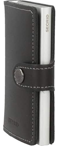 Secrid Mini Billetera De Cuero Negro Genuino Con Protección