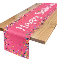 Comprar Camino De Mesa De Feliz Cumpleaños, Decoración De Mesa Blanc