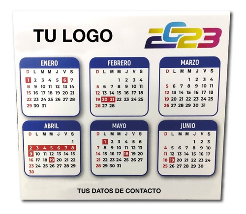 Almanaque - Calendario Tipo U - Pvc X 10 Unidades