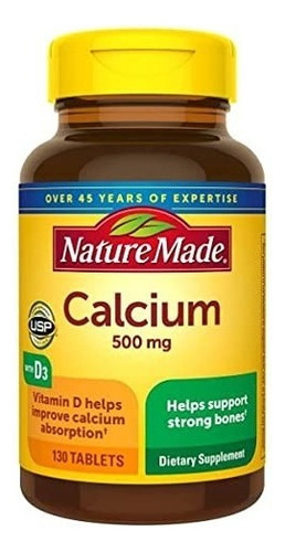 Nature Made Calcio 500 Mg Vitamina D3 130 Tabletas Sabor N/a