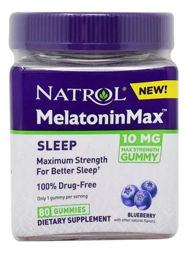 Natrol Melatoninmax Arándano 10 Mg 80 Gomitas Sabor Mora Azul