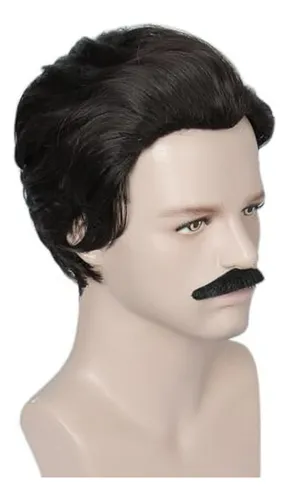 Peluca Y Bigote Para Hombre Halloween 70s 80s Cosplay Fiesta
