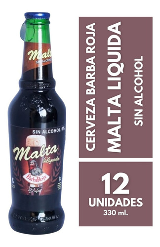 Cerveza Barba Roja Malta Dulce Sin Alcohol Pack X 12 X 330ml