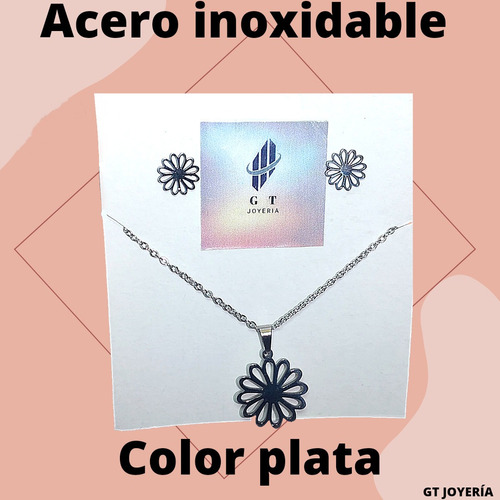 Juego De Joyería Fina De Acero Inoxidable Color Plata