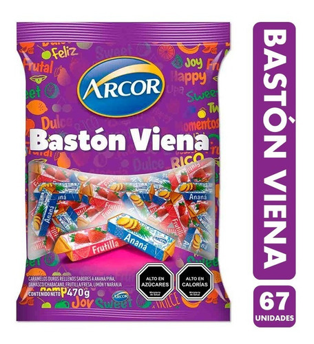 Bastón Viena Arcor Sabor Frutas (bolsa Con 66 Uniddes