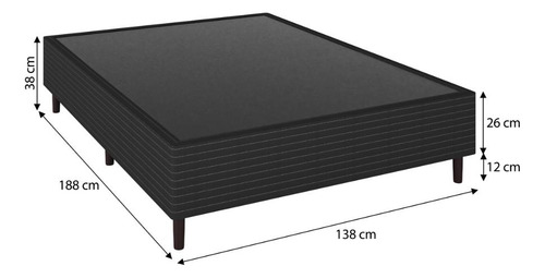 Base Box Casal 138x188x38 Preto Extra Sleep Umaflex