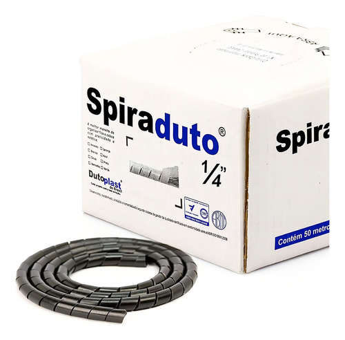 Spiraduto 1/4 Organizador De Cabos - Dutoplast - Preto 35m
